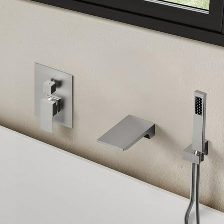 EVERSTEIN Single-Handle 2-Spray Tub and Shower Faucet with Waterfall Bathtub Faucet in Brushed Nickel (Valve Included)