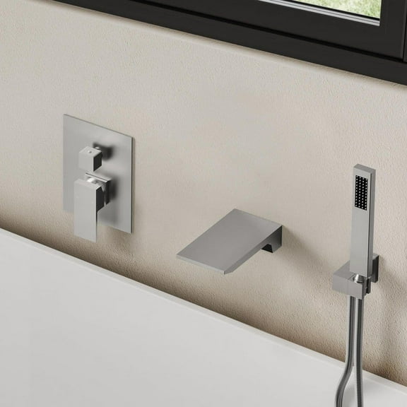EVERSTEIN Single-Handle 2-Spray Tub and Shower Faucet with Waterfall Bathtub Faucet in Brushed Nickel (Valve Included)