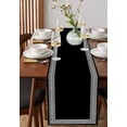 thumbnail image 4 of Black Geometric Table Runner Cotton Linen 108 Inch Holiday Dresser Scarves, Country Farm Traditional Chinese Tile Tablerunner for Kitchen Coffee Dining Bedroom Dinner Scarf Décor 13''x108'', 4 of 9