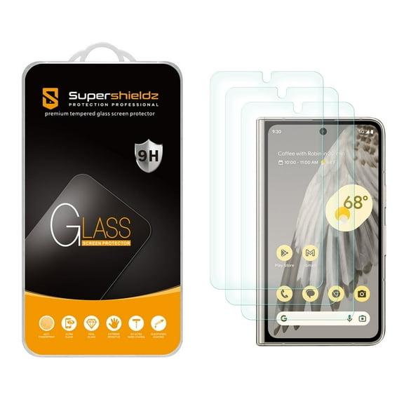 (3 Pack) Supershieldz Designed for Google Pixel Fold (Front Screen Only) Tempered Glass Screen Protector, Anti Scratch, Bubble Free
