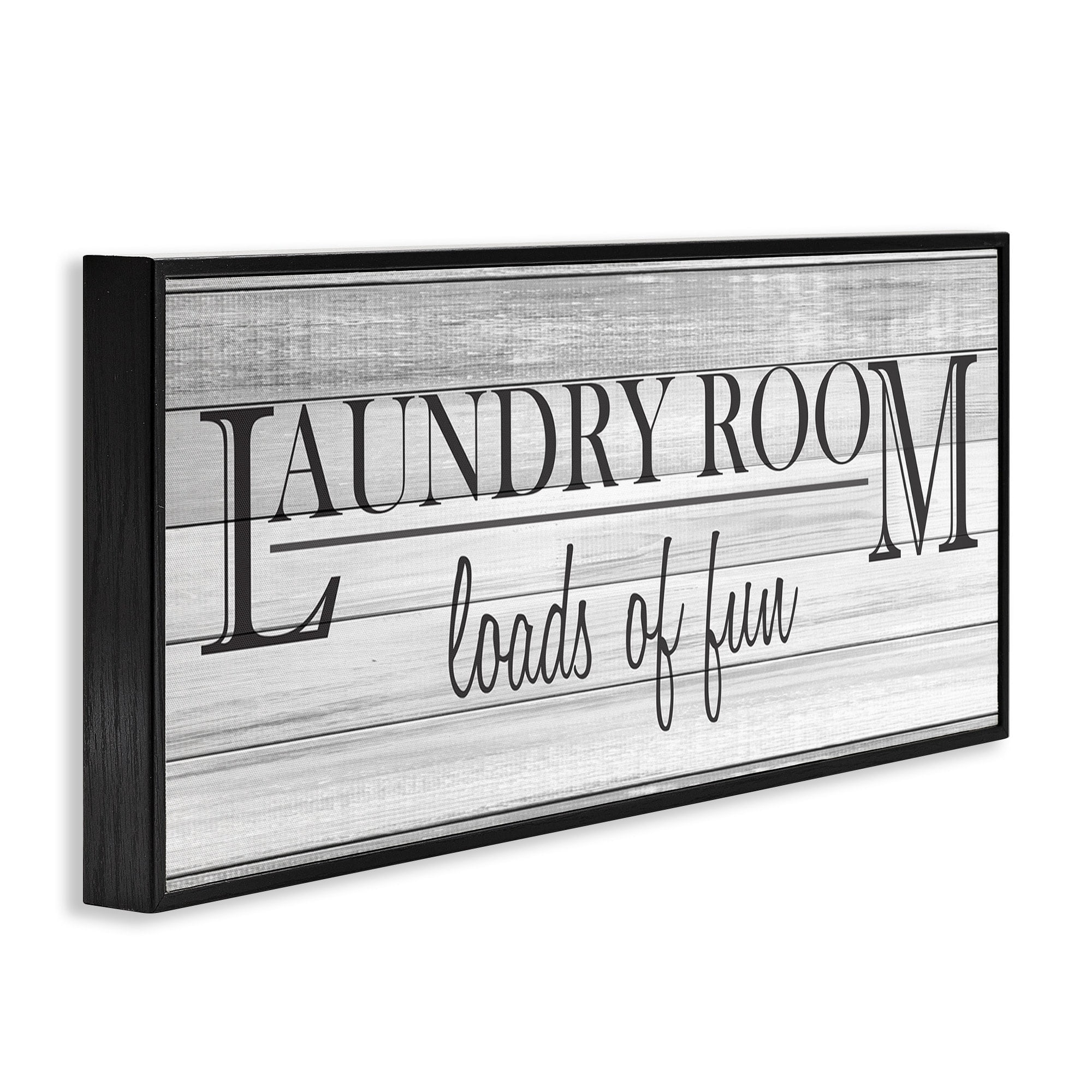 Stupell Industries Fun Laundry Room Funny Word Bathroom Black And White Design, 13 x 30,Design by Kimberly Allen