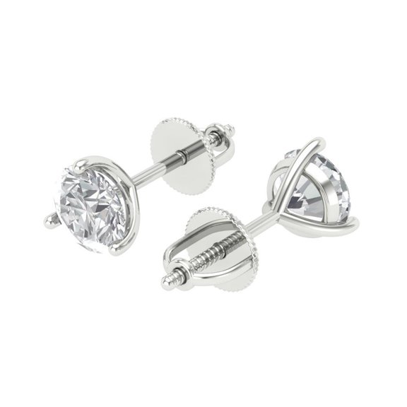 1.5 Ct Round Cut Studs Clear Moissanite 14K White Solid Solid Gold Everyday Dainty Earrings Screw Back