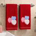 thumbnail image 2 of Serafina Home Valentine Bath Hand Guest Towels, Embroidered Hearts, 2 Piece Set, 16 x 25 inches, 100% Cotton, Red White Purple and Pink, 2 of 7