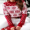 thumbnail image 3 of LNGOOR Women Christmas Sweaters Snowflake Pattern Round Neck Long Sleeve Festive Clothing, 3 of 6