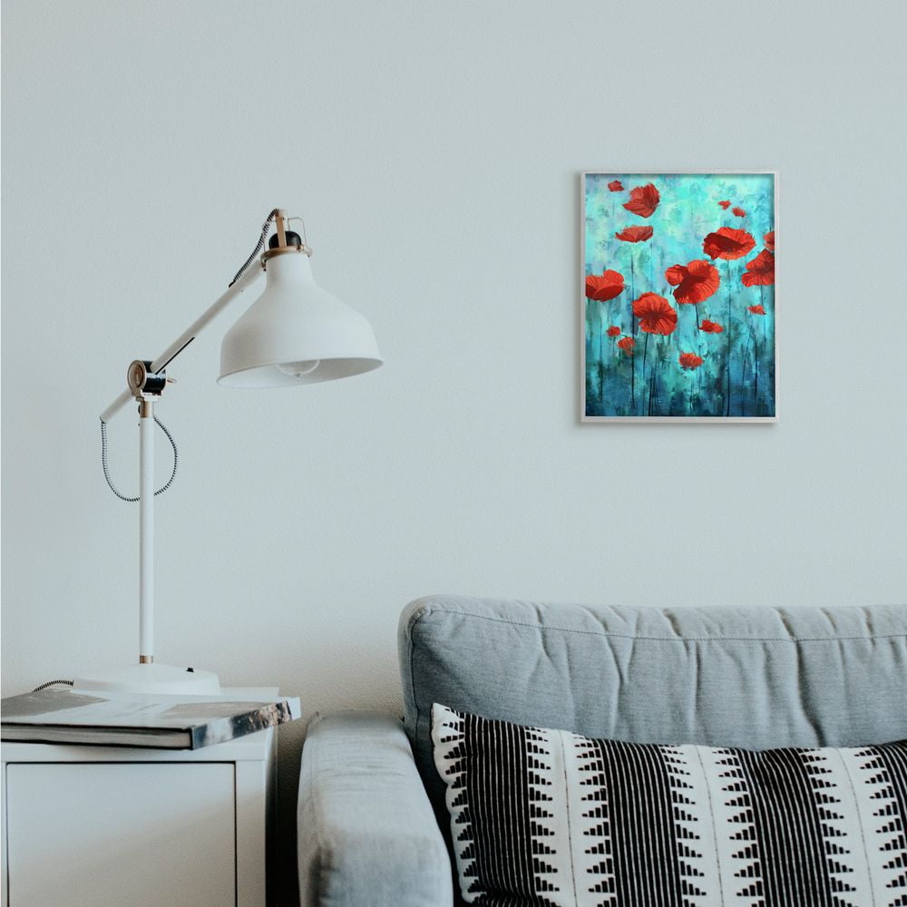 Stupell Industries Red Poppies Growing in Blue Sky Floral Design Designed by Ziwei Li