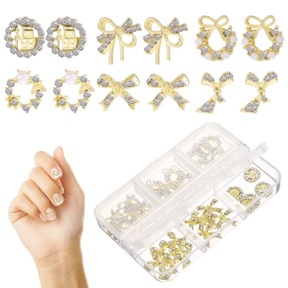CIMAXIC nail charm 30Pcs Metal Nail Charms Delicate Nail Charms Nail Decorations Manicure Accessories,0.39"X0.39"X0.16"