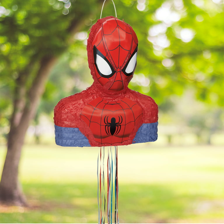 Multicolor Birthday Spiderman Pinata, Pull String, 18 x 15in