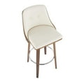 thumbnail image 4 of LumiSource Walnut Wood, Chrome Metal, Cream PU Gianna Fixed-Height Barstool - Set of 2, 4 of 9