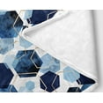 thumbnail image 3 of Blue Grey Modern Geometric Throw Blanket, Watercolor Deep Blue Navy and Gold Foil Outline Polygons Abstract Fleece Blanket, Mid Century Soft Plush Blanket, 60X80IN, 3 of 3