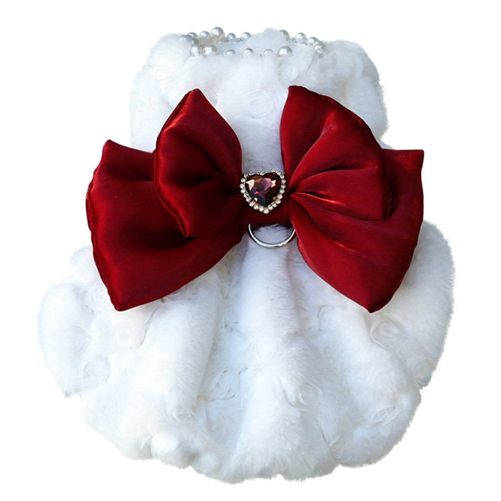 Xmarks Puppy Dog Clothes for Small Dogs Girl, Big Bow Lamb Wool Vest