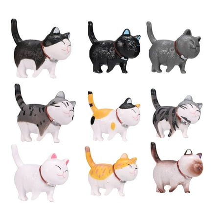 9pcs Animal Cat Characters Toys Cat Collection Playset PVC Home Cat ...