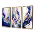 thumbnail image 3 of Designart "Blue and Gold Splatter II" Modern Framed Wall Art Set Of 3 - Blue Abstract Spirals Frame Canvas Set For Living Room Decor, 3 of 6