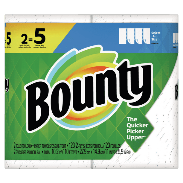 Bounty Serviette en Papier Select-A-Size, Double Rouleau, 2 Pk