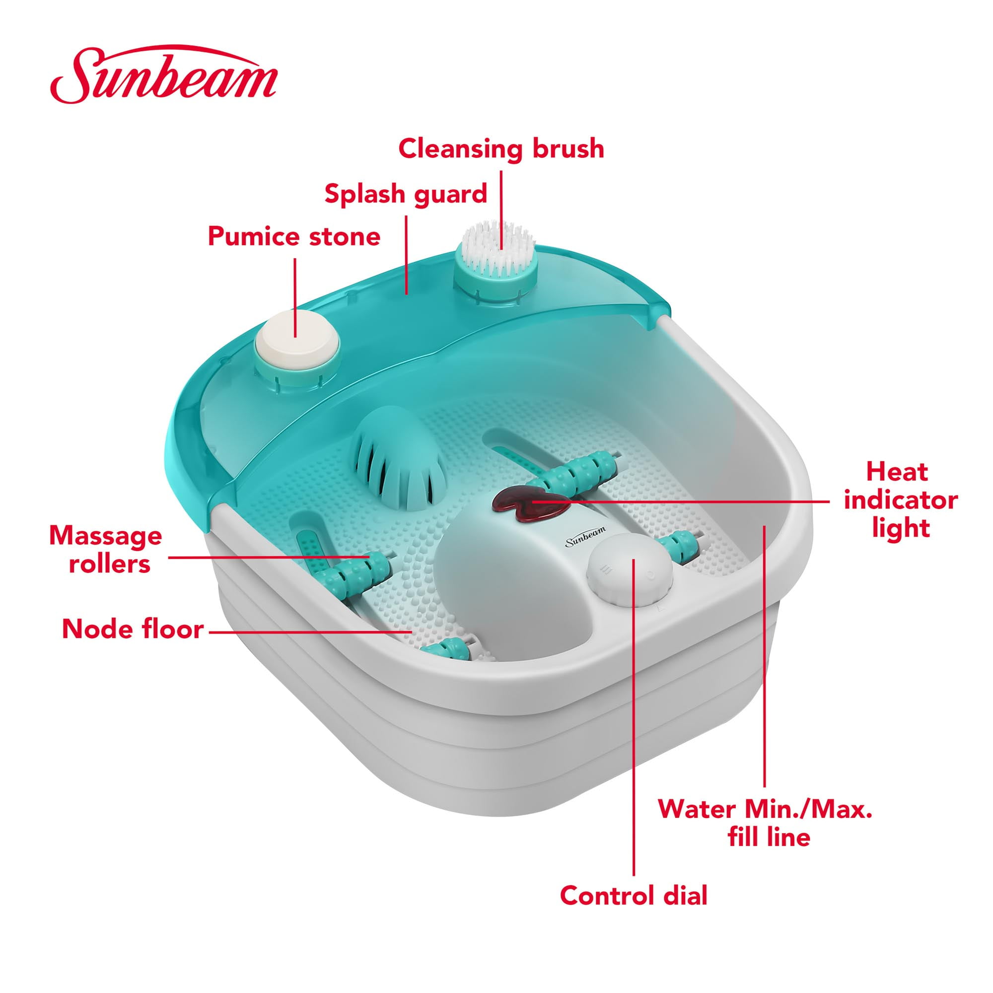 Sunbeam 16975 Foot Spa With Heating, Bubbles & Massager Rollers