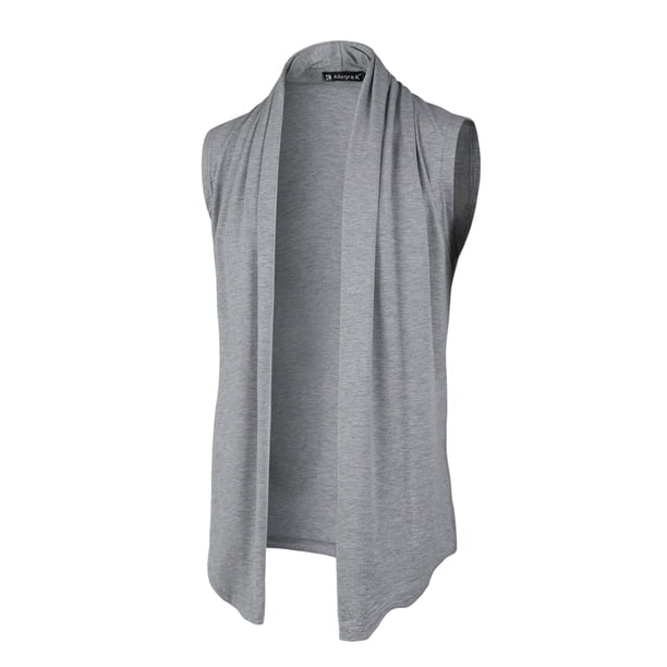INSPIRAR CHIC Chaleco para Hombre Sin Mangas con Frente Abierto y Dobladillo Asimétrico 50 Gris