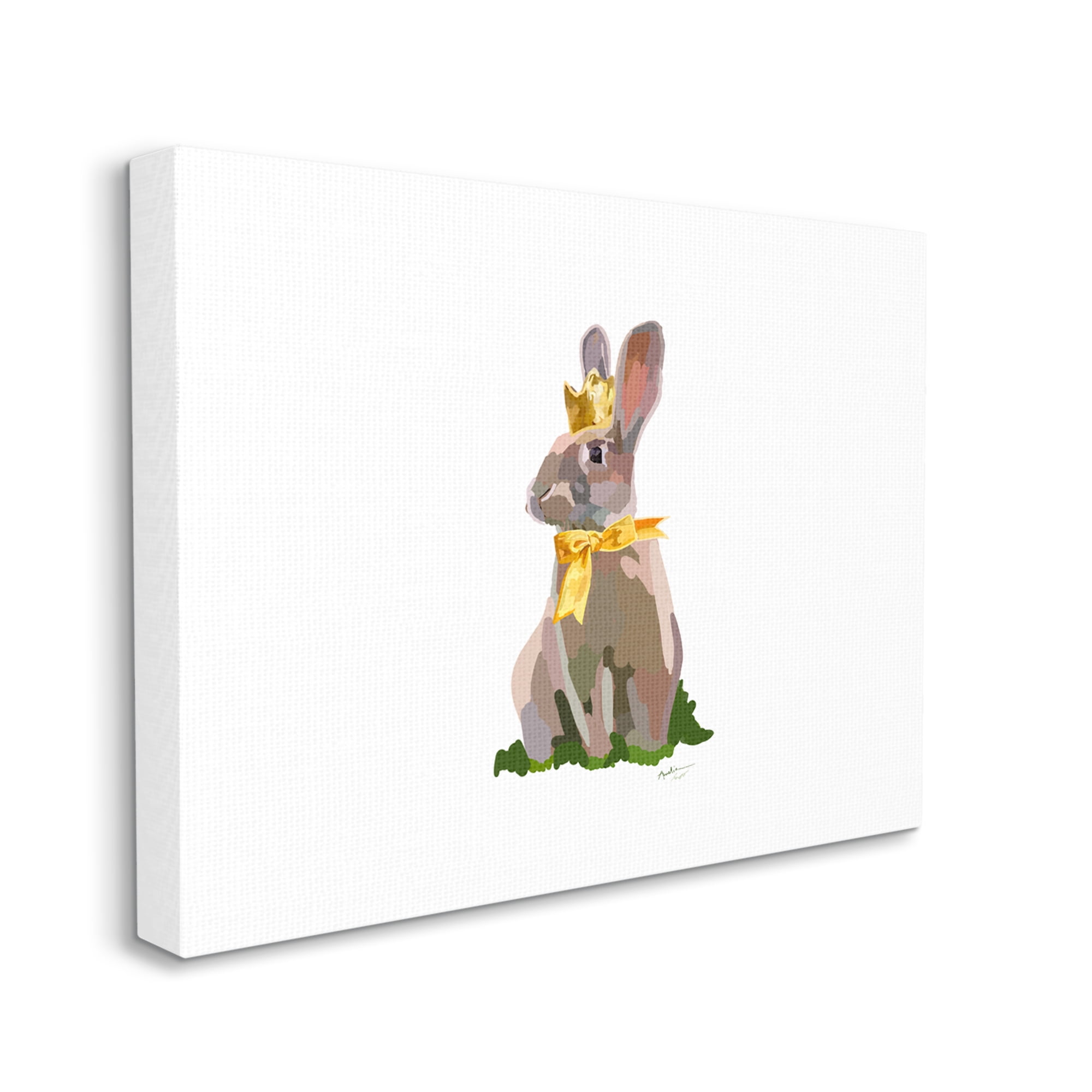 Stupell Industries Royal Bunny with Crown Animals & Insects Painting Gallery Wrapped Canvas Art Print Wall Art, 20 x 16