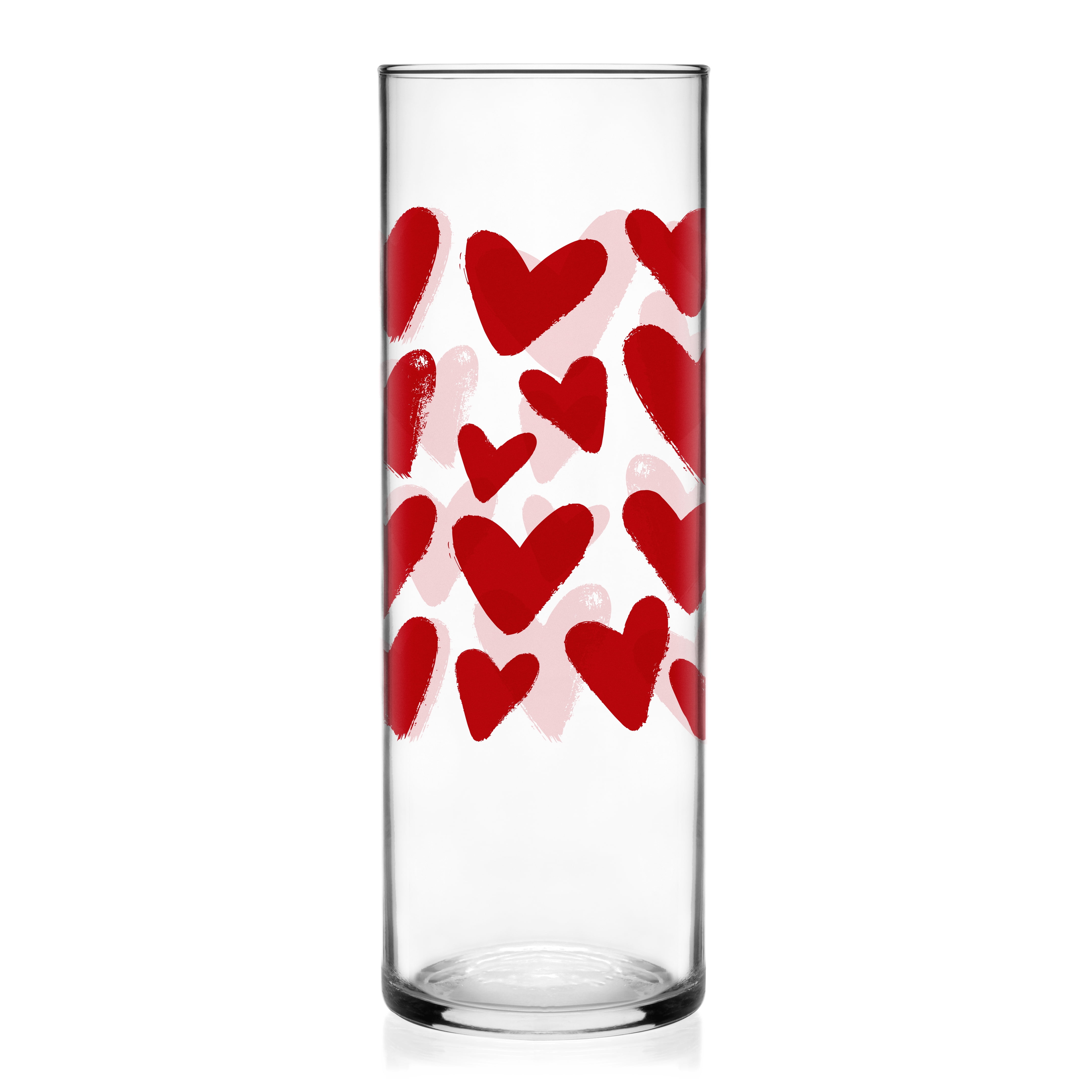 Mainstays 10" MS Red Hearts Cylinder Vase