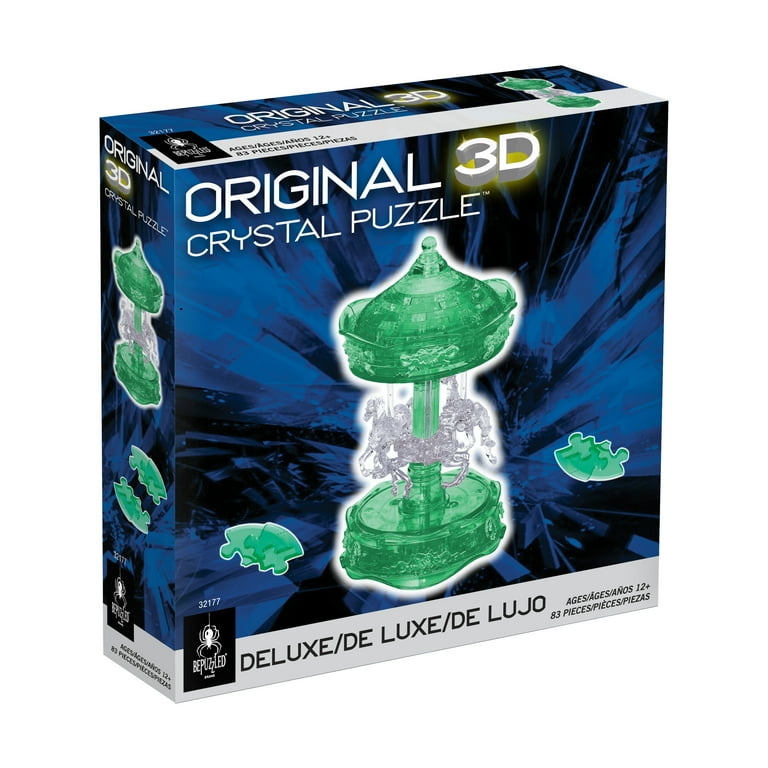 BePuzzled 3D Crystal Puzzle - Carousel (Green/White): 83 Pcs