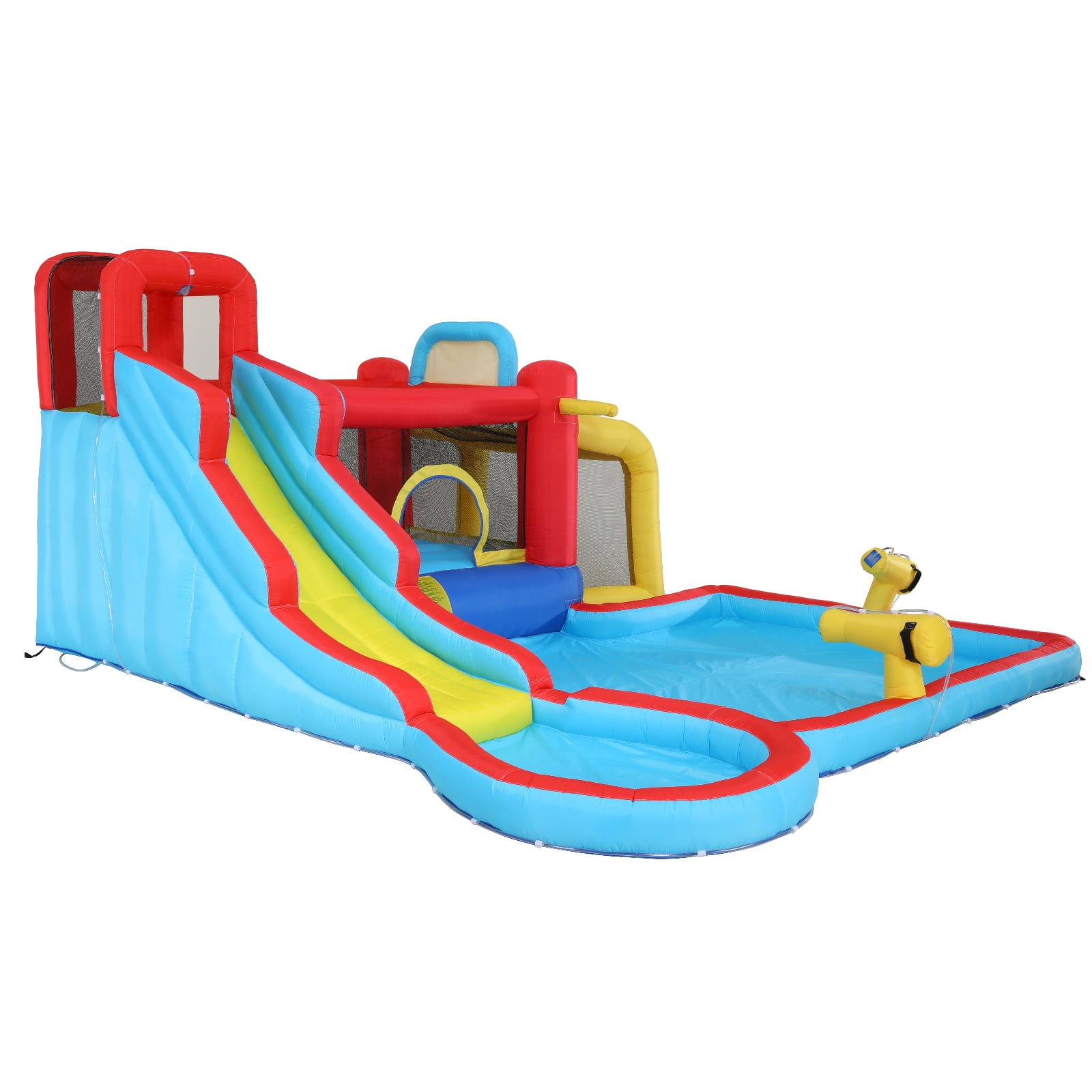 Funcid Inflatable Water Slide Bounce House for Kids, 14.6 x 11.FT Inflatable Bouncer with Pool, Jump Area, Water Slide, Climbing Wall & 620W Blower, Indoor Outdoor Play