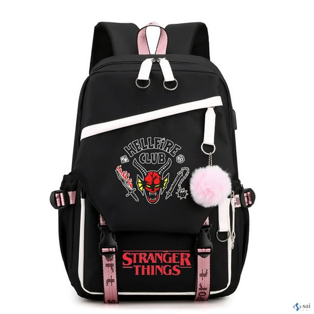 Mochila Impermeable Clásica Stranger Things Bolsa Escolar De Gran Capacidad Con Interfaz USB