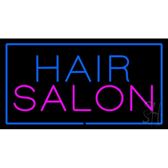 Hair Salon Rectangle Blue LED Neon Sign 13 x 24 - inches, Black Square Cut Acrylic Backing, with Dimmer - Bright and Premium built indoor LED Neon Sign for Defence Force.