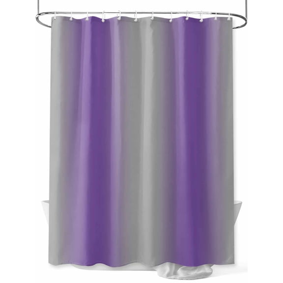 Shower Curtain Ombre Grey Purple Bathroom Curtains with Hooks, Waterproof Fabric Gradient Color Bath Shower Curtains Set for Bathroom Bathtubs Decor 36x72 Inch