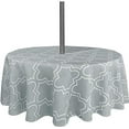 thumbnail image 2 of 60 inch Round Outdoor Tablecloth with Umbrella Hole and Zipper, Patio Table Covers for Backyard Circular Picnic(Grey,60'''' Round with Zipper), 2 of 6