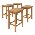 thumbnail image 3 of Now Furniture 24" Counter Stool, Set of 4 Wooden Backless Bar Height Kitchen Stool, Pecan, 3 of 8
