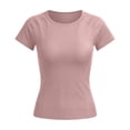 thumbnail image 4 of Yuhangmm Womens T Shirts, Women's Workout Tee for Daily Outdoor Wear - Slim Fit Short Sleeve Yoga Top Lightweight Breathable Athletic T Shirt for Gym Running Training Pink1 M, 4 of 5