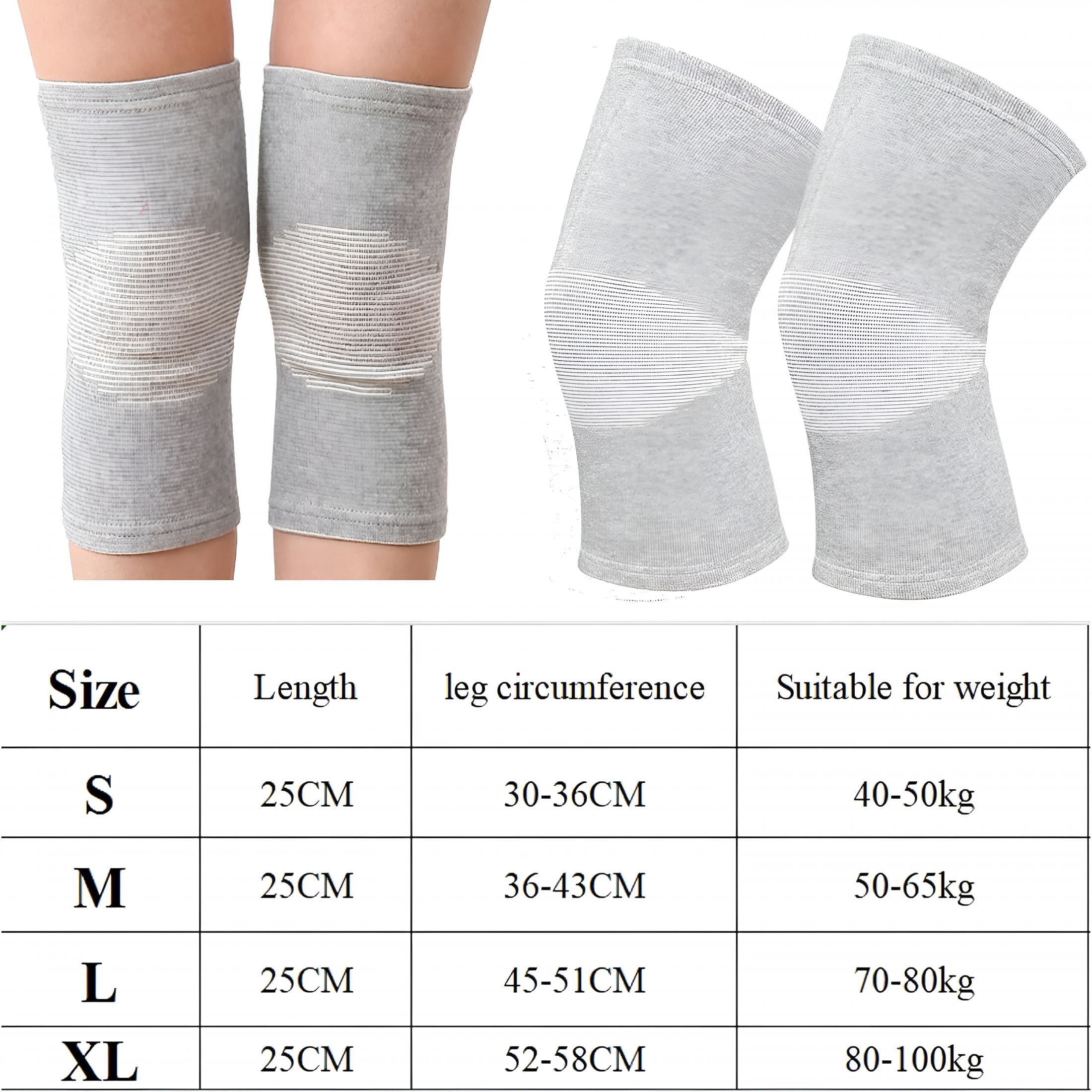 1 Pairs Bamboo Charcoal Knee Sleeve - Bamboo Knee Brace Bamboo Compression Knee Sleeve -Elastic Warm Knee Brace Bamboo Knee Sleeve for Arthritis (Gray,X-Large)