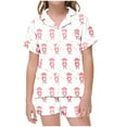 thumbnail image 2 of Gpaecead 2 Piece Pjs Set Kids & Toddler Girls Monkey Printed Pajamas Cotton Sleepwear Roundneck Shirts Top & Pajama Shorts 10 Years Pink, 2 of 5