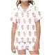 thumbnail image 1 of Odeerbi 2-12 Años Niños Niñas Pijamas de Verano de Satén Con Solapa de Muesca Camisas de Manga Corta Pantalones Cortos Conjunto de Pijama de Seda Con Estampado Suave, 1 of 5