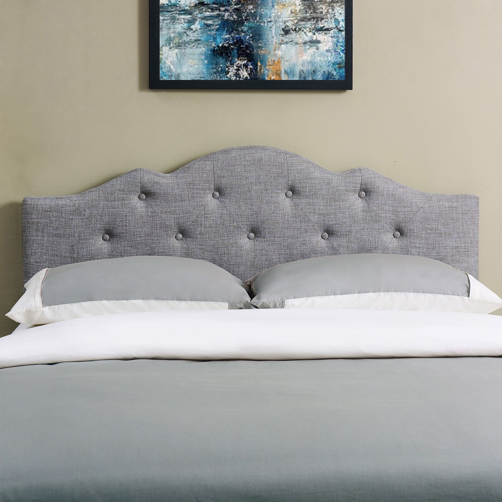 Koby Home Upholstered Headboard Solid Wood Modern Style Full Queen Size Gray