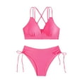 thumbnail image 2 of GZWYHT Bathing Suit for Women Tankini Swimsuits for Women Women's Bikini Sets Two Piece Swimsuit V Neck High Waisted Ruched Tummy Summer Bathing Suit Womens Swimsuits Bikini Sets for Women Hot Pink XL, 2 of 9