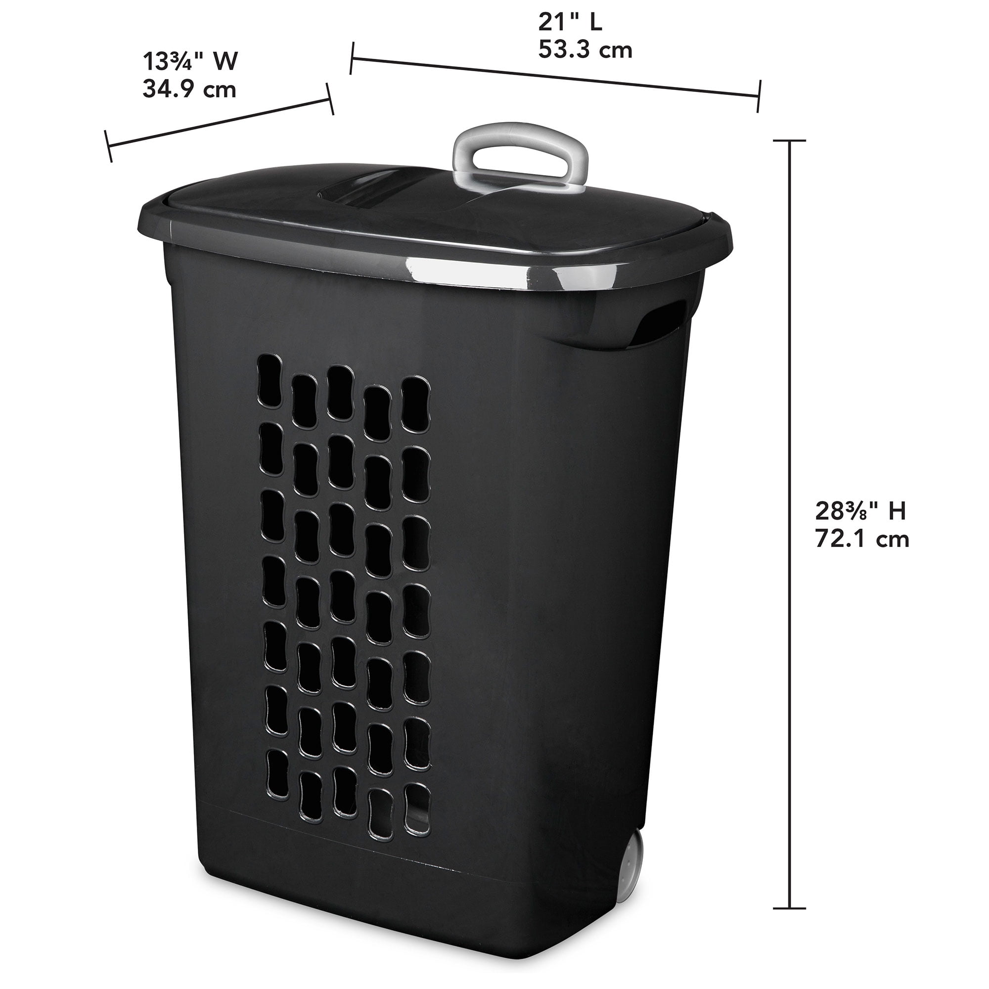 Sterilite Ultra Wheeled Laundry Hamper, Plastic Clothes Bin, Black, 9 Pack