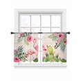 thumbnail image 7 of Pink Flamingos Sheer Curtains 54 Inch Length 2 Panels Set, Summer Tropical Flowers Cactus Wooden Voile Window Treatment Rod Pocket Short Kitchen Curtains Drapes for Bedroom 52"x54"x2, 7 of 7