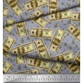thumbnail image 2 of Soimoi Velvet Fabric Dollar Currency Note & Leaves Print Fabric by The Yard 58 Inch Wide, 2 of 3