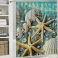 thumbnail image 6 of Chilfamy  Starfish and Seashells Shower Curtain Nautical Bathroom Coastal Shower Curtain Vintage Retro Sea Ocean Beach Bathroom Decor Shower Curtain with Hooks Waterproof Fabric White, 6 of 7