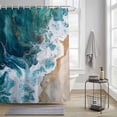 thumbnail image 4 of Teal Blue Shower Curtains for Bathroom, Gradient Sea Wave Abstract Ocean Beach Scenery Washable Fabric Shower Curtain with Hooks Waterproof Bathroom Decor Sets, 36 x 78 Inches, 4 of 9