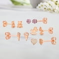thumbnail image 2 of Beloved & Inspired Kid's Cubic Zirconia Bear Pony Ice Cream Ball Heart Stud Earrings Set, Rose Gold Plated Sterling Silver, 2 of 9
