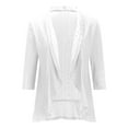 thumbnail image 5 of Fznquz White Light Weight Cardigan Women Bolero Open Front Cardigan Shrug 3/4 Sleeve Sweater Blouse, 5 of 6