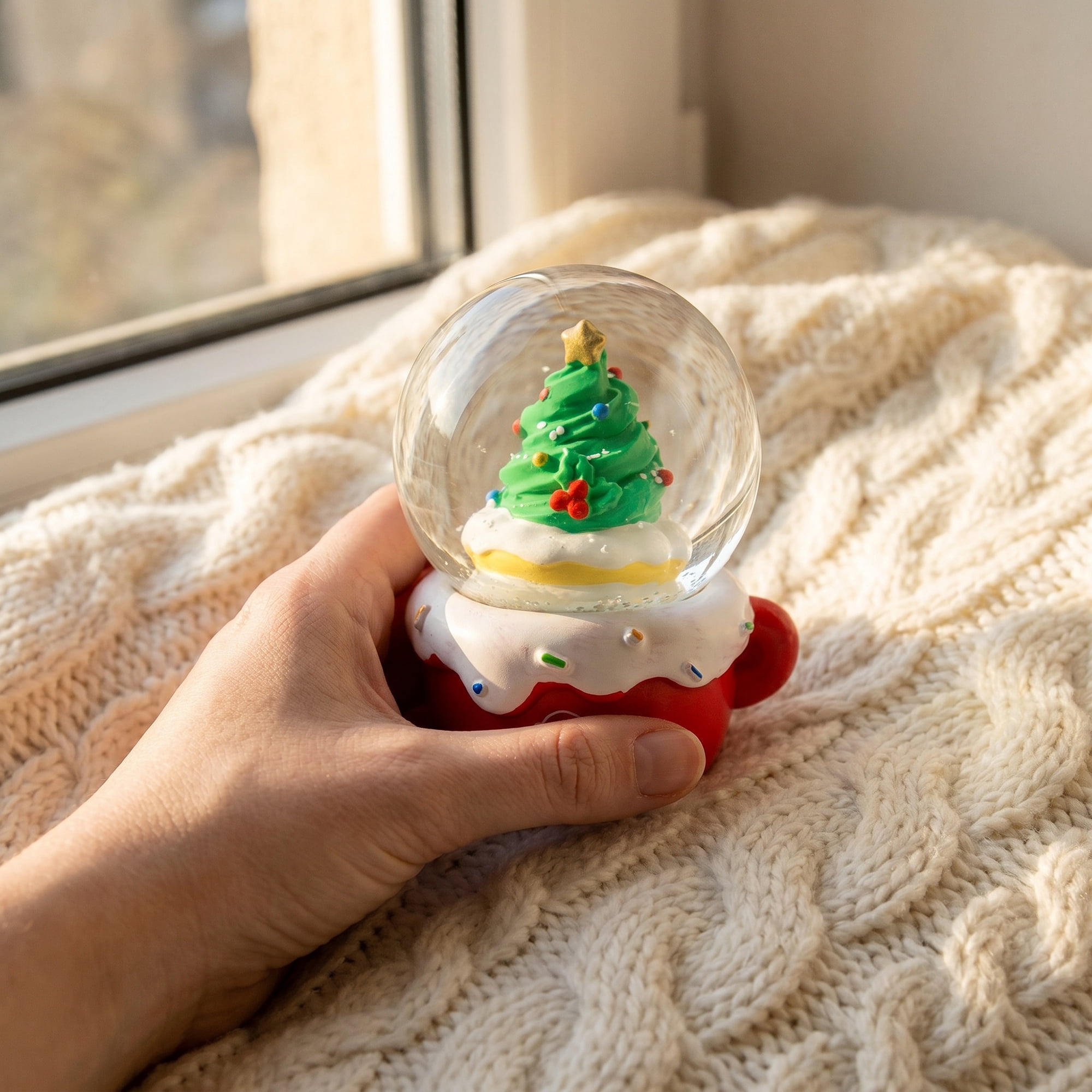 Unique Bargains Crystal Ball Shatterproof LED Glitter Snow Globe Red L 2.6" x 2.6" x 3.7"