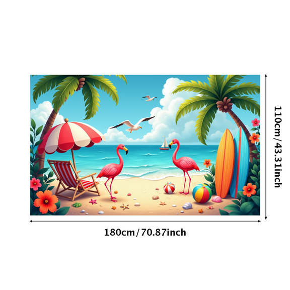 Colorful Design Tropical Beach Vacation Banner Decorative Summer Flamingo Palm Tree Banner for Beach Party Indoor Decoration Holiday Event