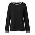 thumbnail image 6 of Fiaer,Womens Long Sleeve Going out Tops,Plus Size Casual Crew Neck Tshirts for Women,Ladies Loose Fit Trendy Color Blocking Classic T Shirts Black XL, 6 of 6