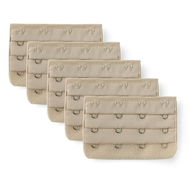 INSPIRE CHIC Women's 3 x 4 Hooks Bra Extender Extension Strap Multi Color Bra Band 5 Pcs Khaki