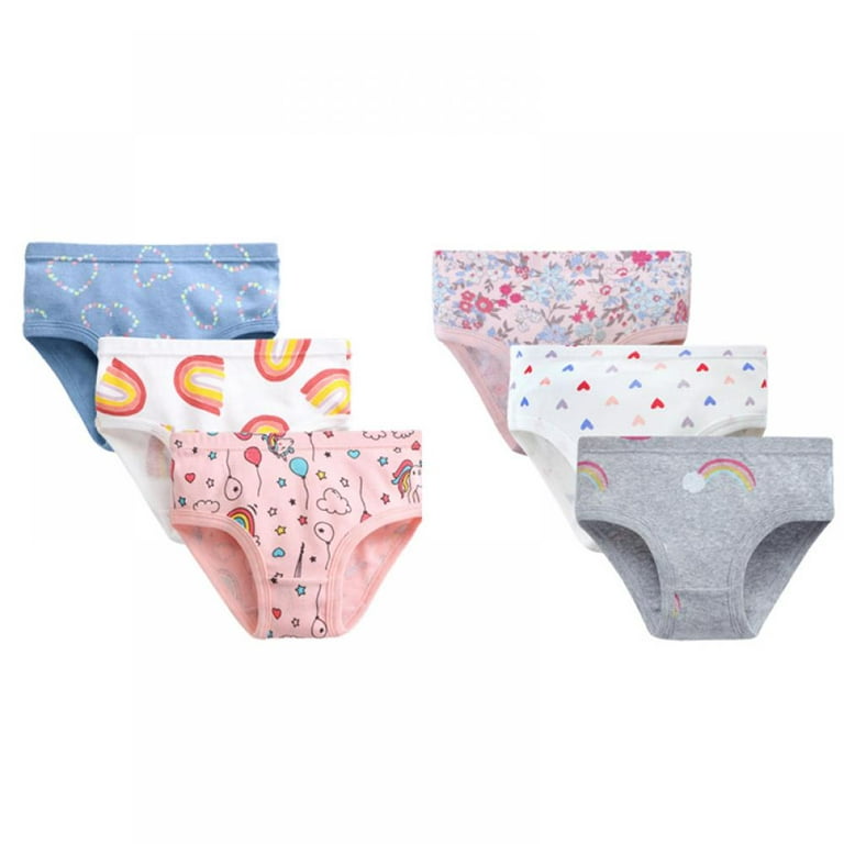 (6 Piece Pack) Girls Underpants 100% Cotton Underwear Short Pants for Girls  Toddler Breathable Briefs Panties, 7-8 Years