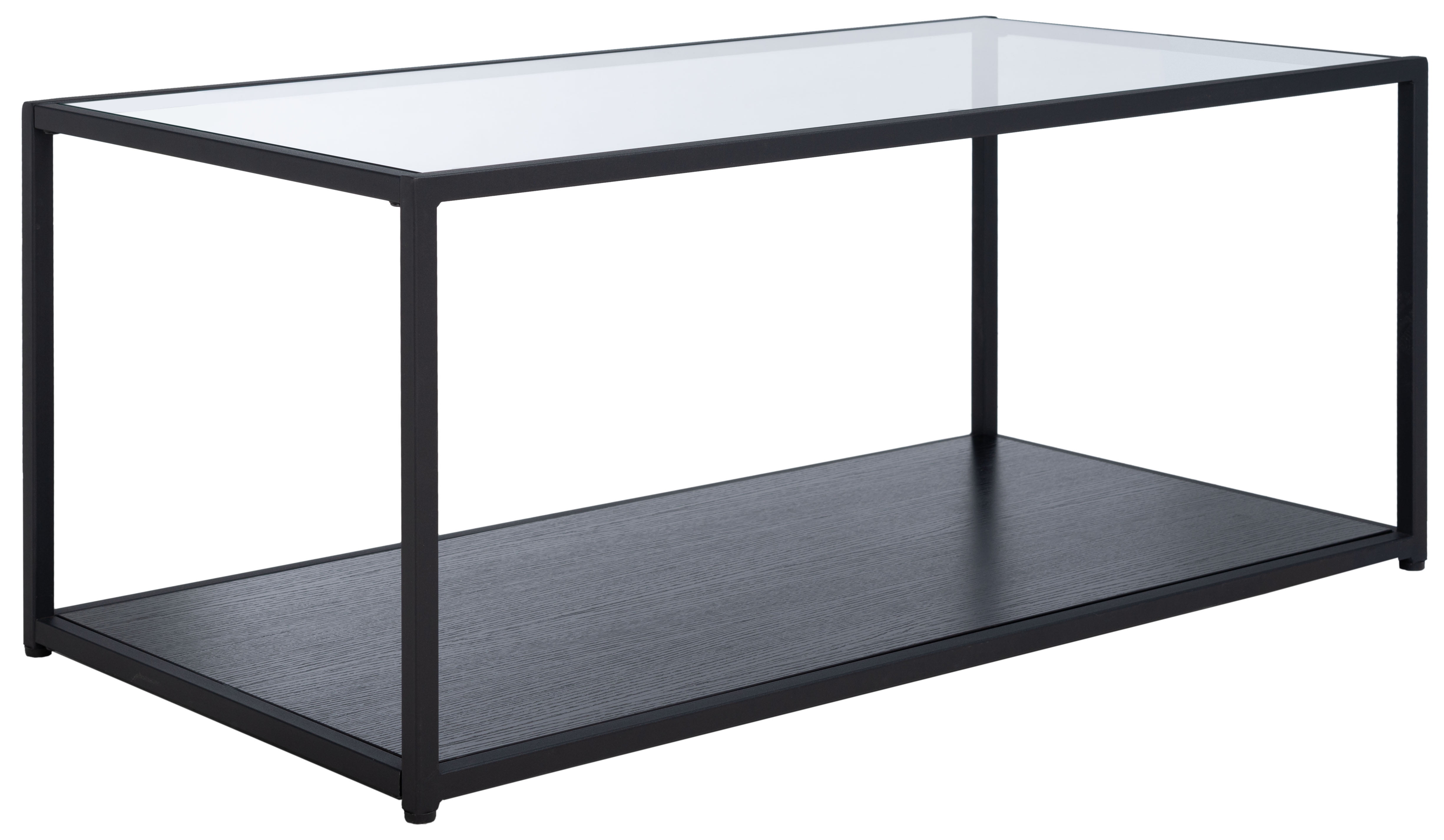 SAFAVIEH Ackley Contemporary Solid Coffee Table, Black with Glass Top (39.4 in. W x 19.7 in. D x 16.5 in. H)