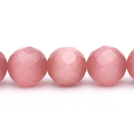 Faceted Cats Eye Round Glass - Ruby Cat's Eye Beads Faceted Round Fiber Optic Glass Beads 16mm