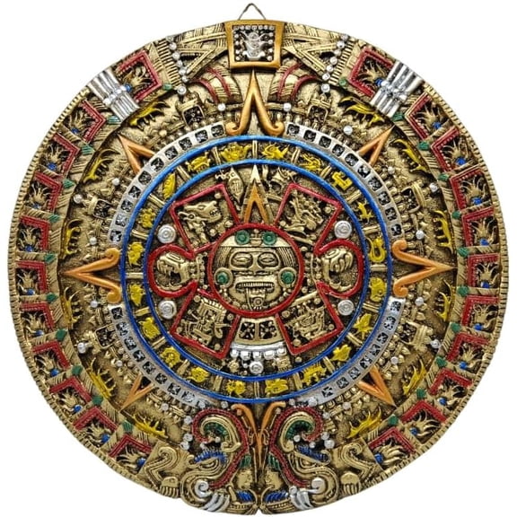 MORÍN Imágenes | Calendario de pared decorativo azteca| 32 cm, resina