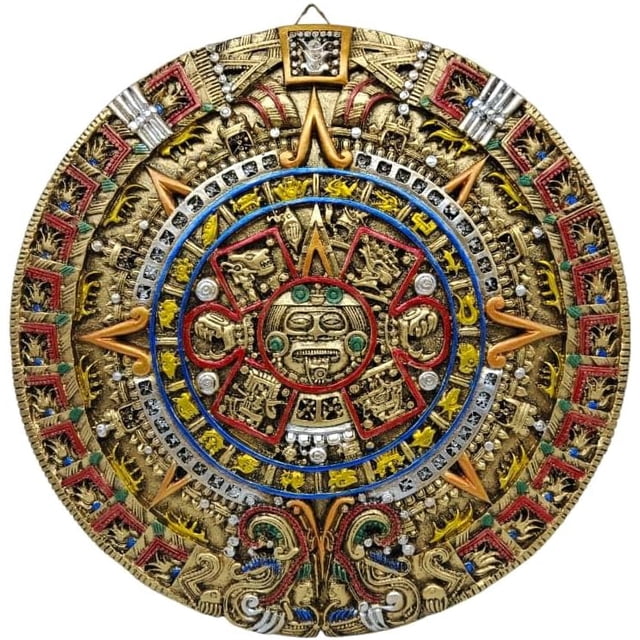 MORÍN Imágenes | Calendario de pared decorativo azteca| 32 cm, resina